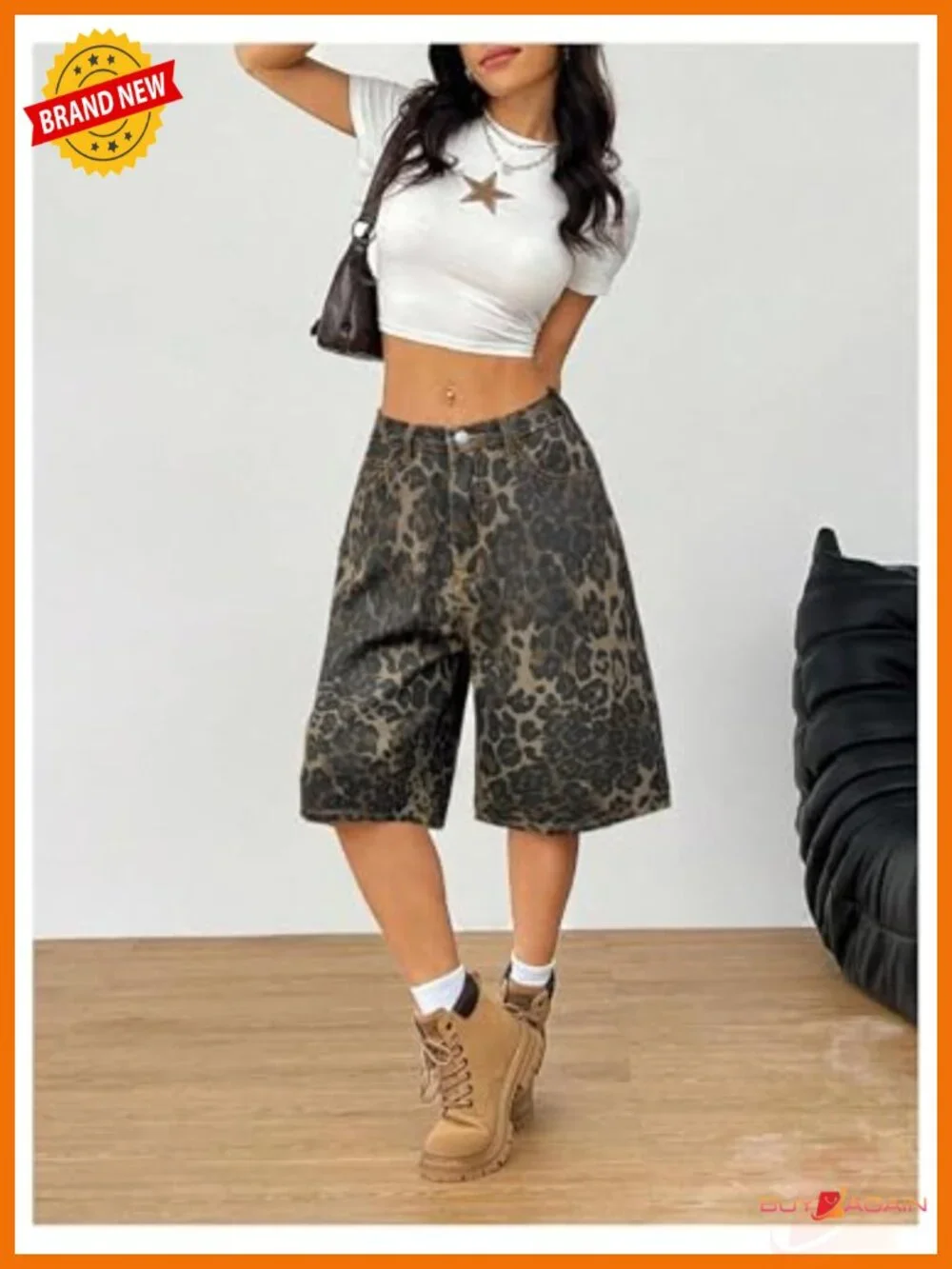 Low Rise Baggy Wide Leg Cargo Bermuda Shorts with Pockets
